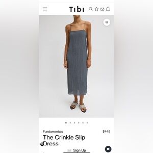 Tibi Fundamentals The Crinkle Slip Dress in dark grey